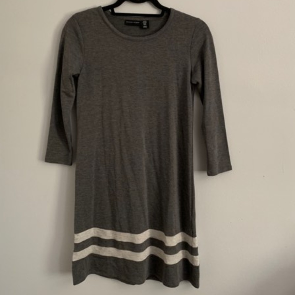 Long Sleeve Grey Swing Dress Adrienne Vittadini